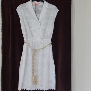 VILAGALLO PAULA Made in Portugal Embroidered Cotton Dress White NWT Size 10; 12